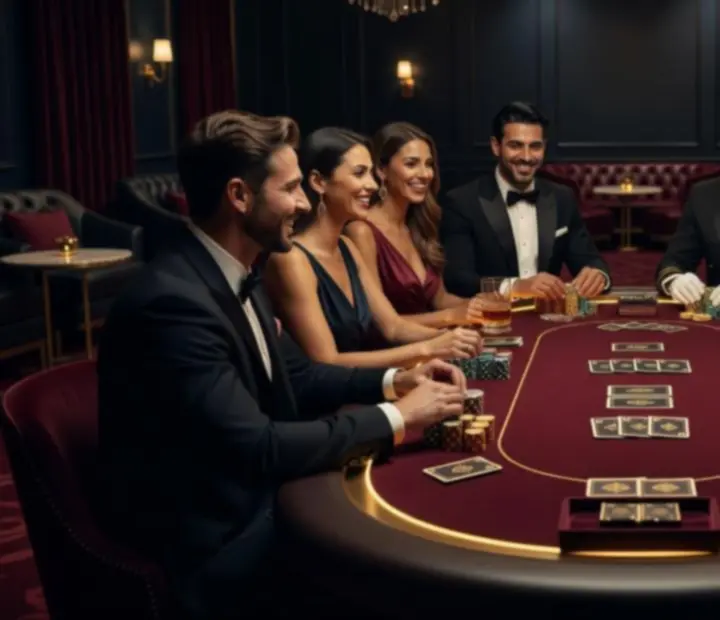 Luxusní pokerový event s profesionálním krupiérem a hosty u stolu