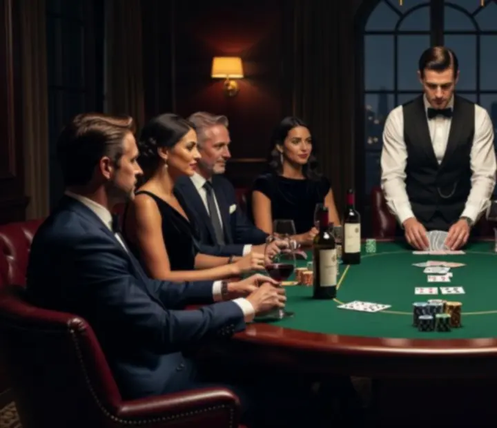 Poker & Wine Night s degustačními sklenkami a pokerovým stolem
