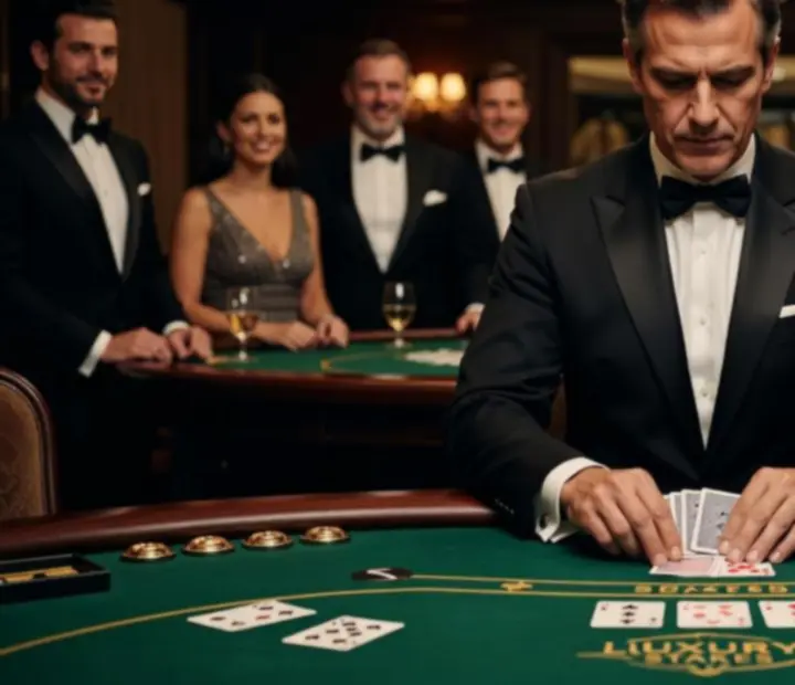 Profesionální krupiéři v akci u pokerového stolu během eventu